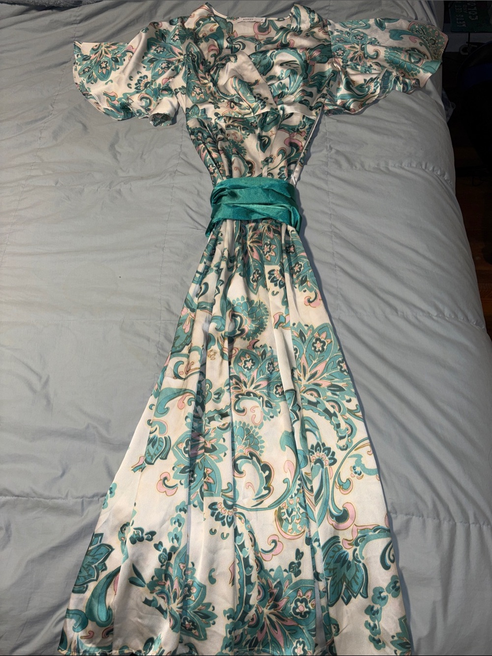 Teal Paisley Wrap Maxi Dress - Women